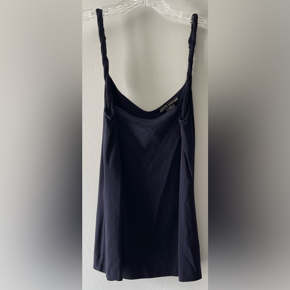 RALPH LAUREN BLACK LABEL NAVY BLUE SILK TANK TOP W/ TWISTED STRAPS-LADIES SIZE L